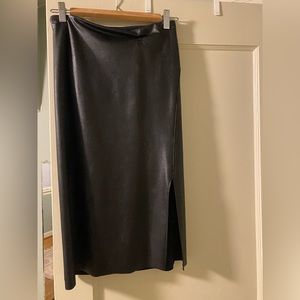 Commando Faux Leather Side Slit Midi Skirt
